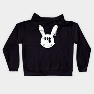 White Distress Bunny Icon Kids Hoodie